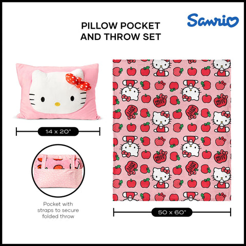 Northwest Hello Kitty blanket and pillow packed for travel showing easy transport