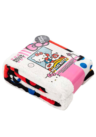 Northwest Hello Kitty care label close-up showing washing instructions for long-lasting softness
