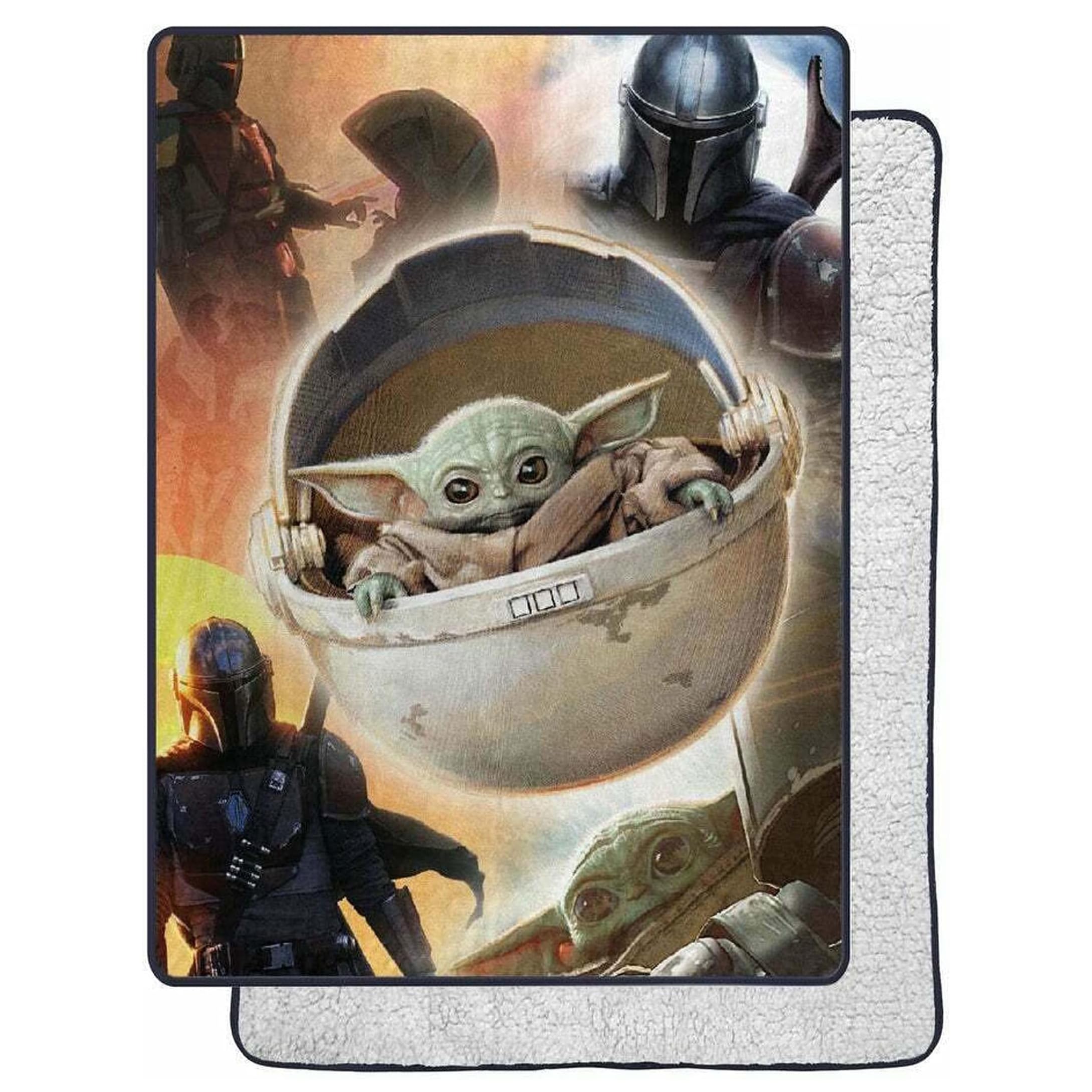 Northwest Mandalorian size scale on bed showing full 60x80 coverage for adults