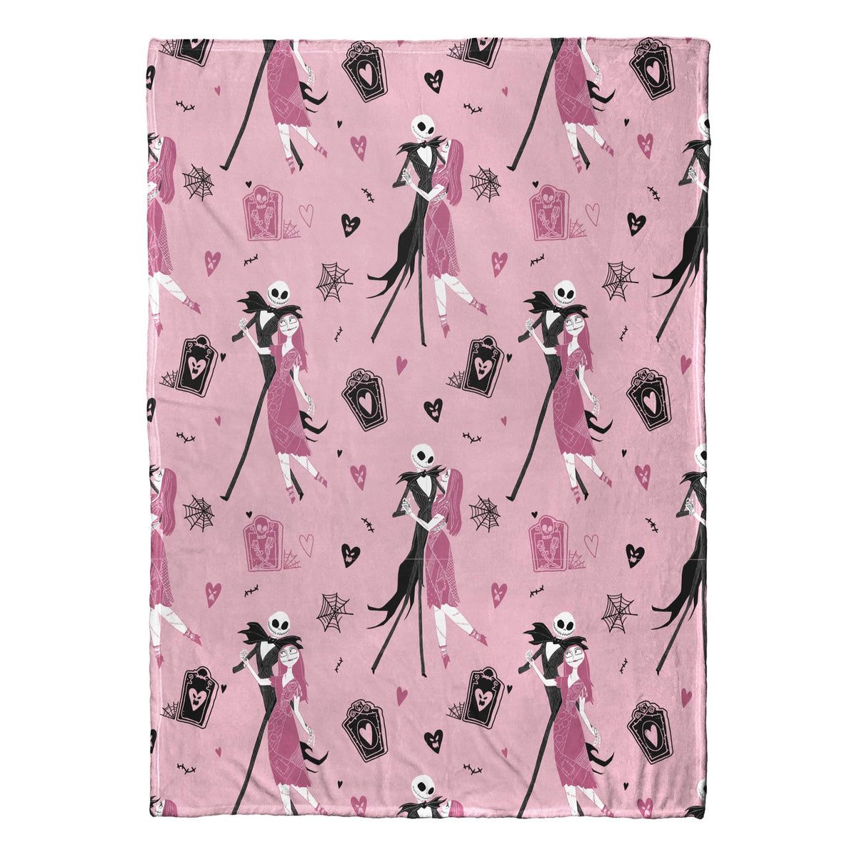 Northwest Misfit Tango throw front view showing Jack and Sally design and cozy appeal