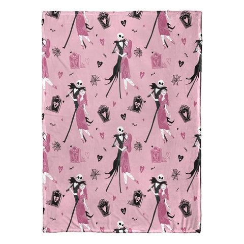 Northwest Misfit Tango throw front view showing Jack and Sally design and cozy appeal