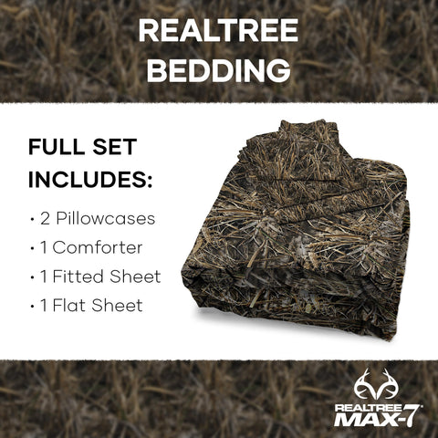 Northwest Realtree pillowcase and care label close-up highlighting easy-care, long-lasting finish