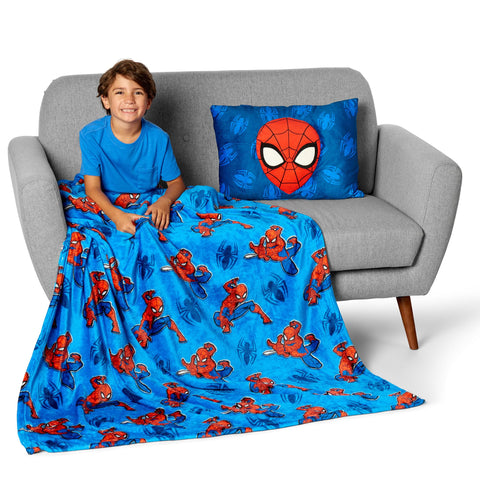 Northwest Spider-Man blanket edge closeup showing silk-touch texture and durable print