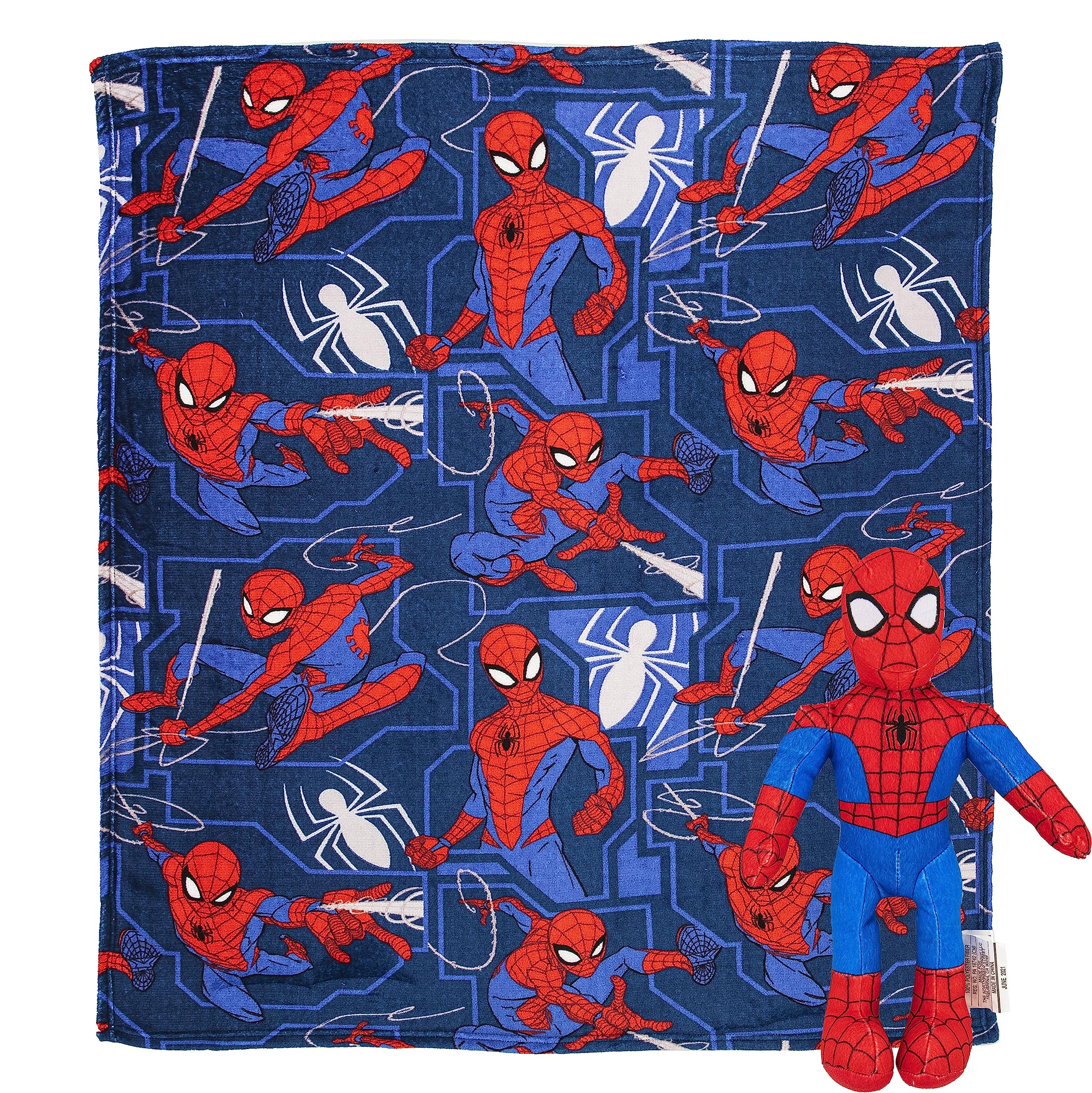 Northwest Spider-Man front view showing blanket and pillow, boosts room style