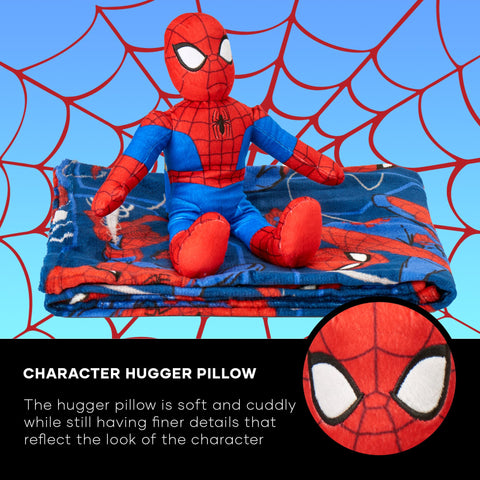 Northwest Spider-Man blanket size comparison on lap showing practical 40x50 fit