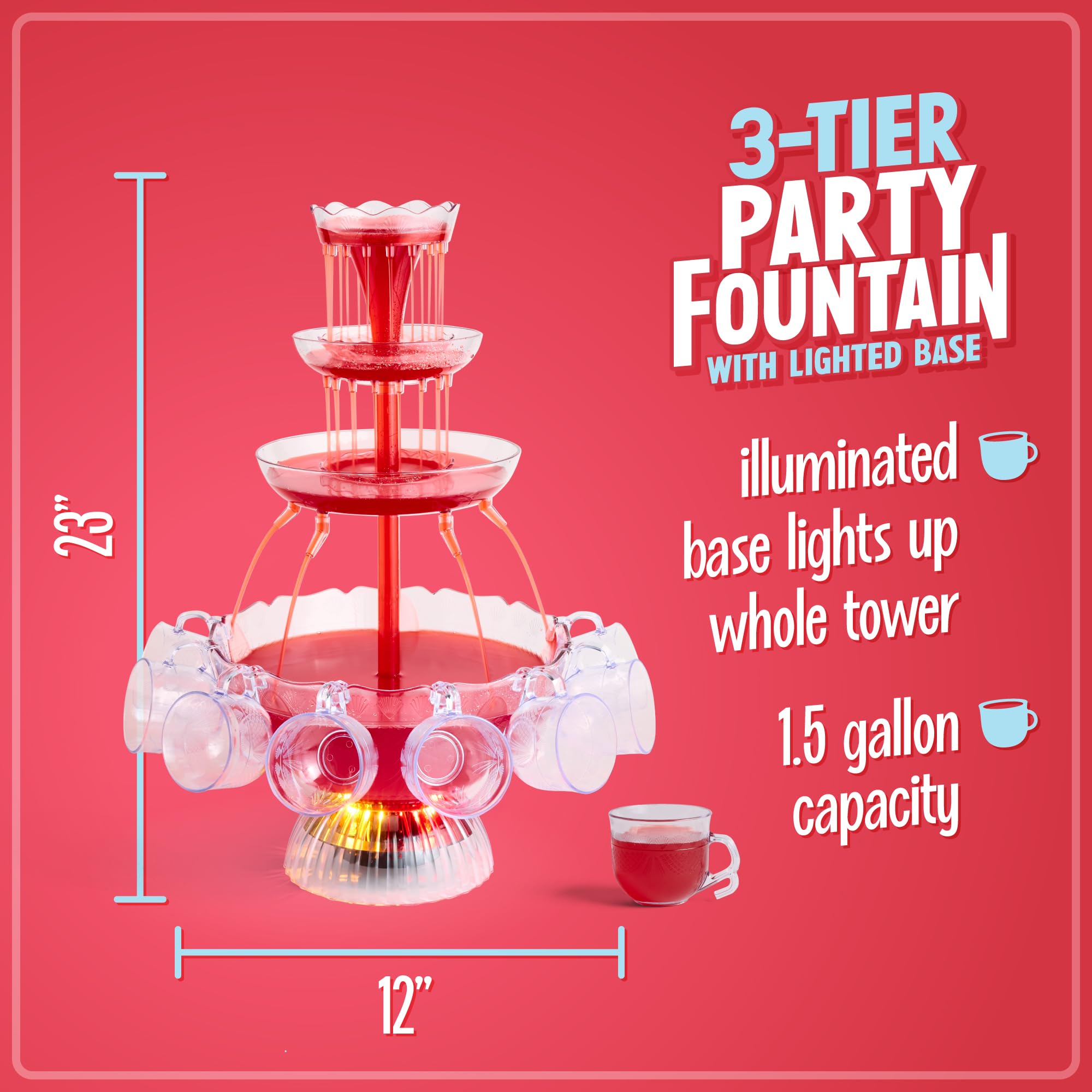 Nostalgia LED base glowing under clear bowls to highlight drinks attractively