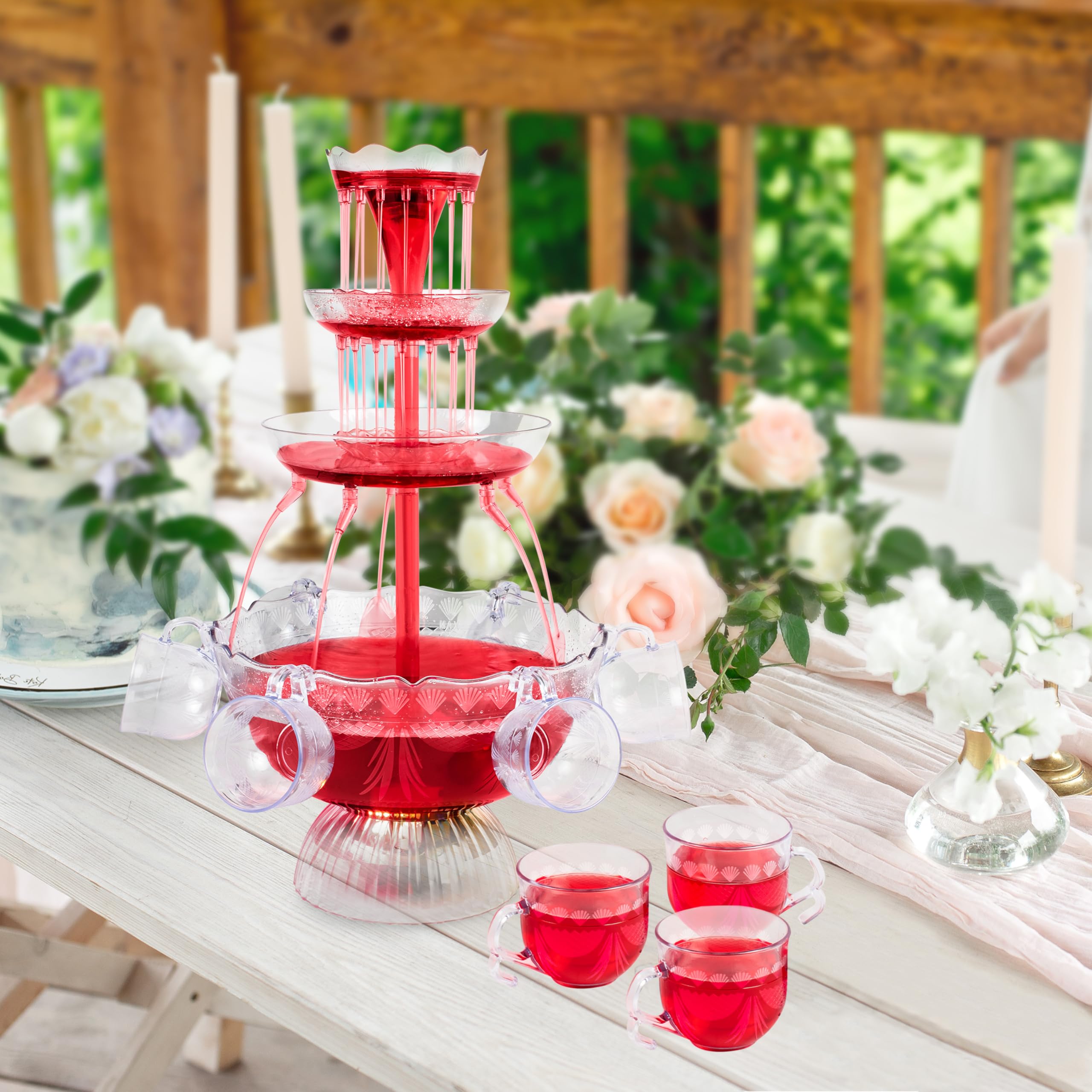 Nostalgia fountain set as table centerpiece creating illuminated party ambiance
