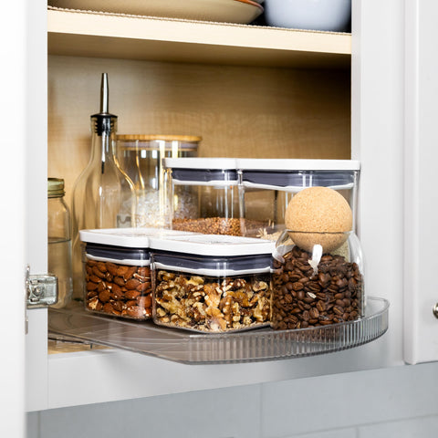 NOSTALGIQ lifestyle kitchen counter display showing neat organization benefit