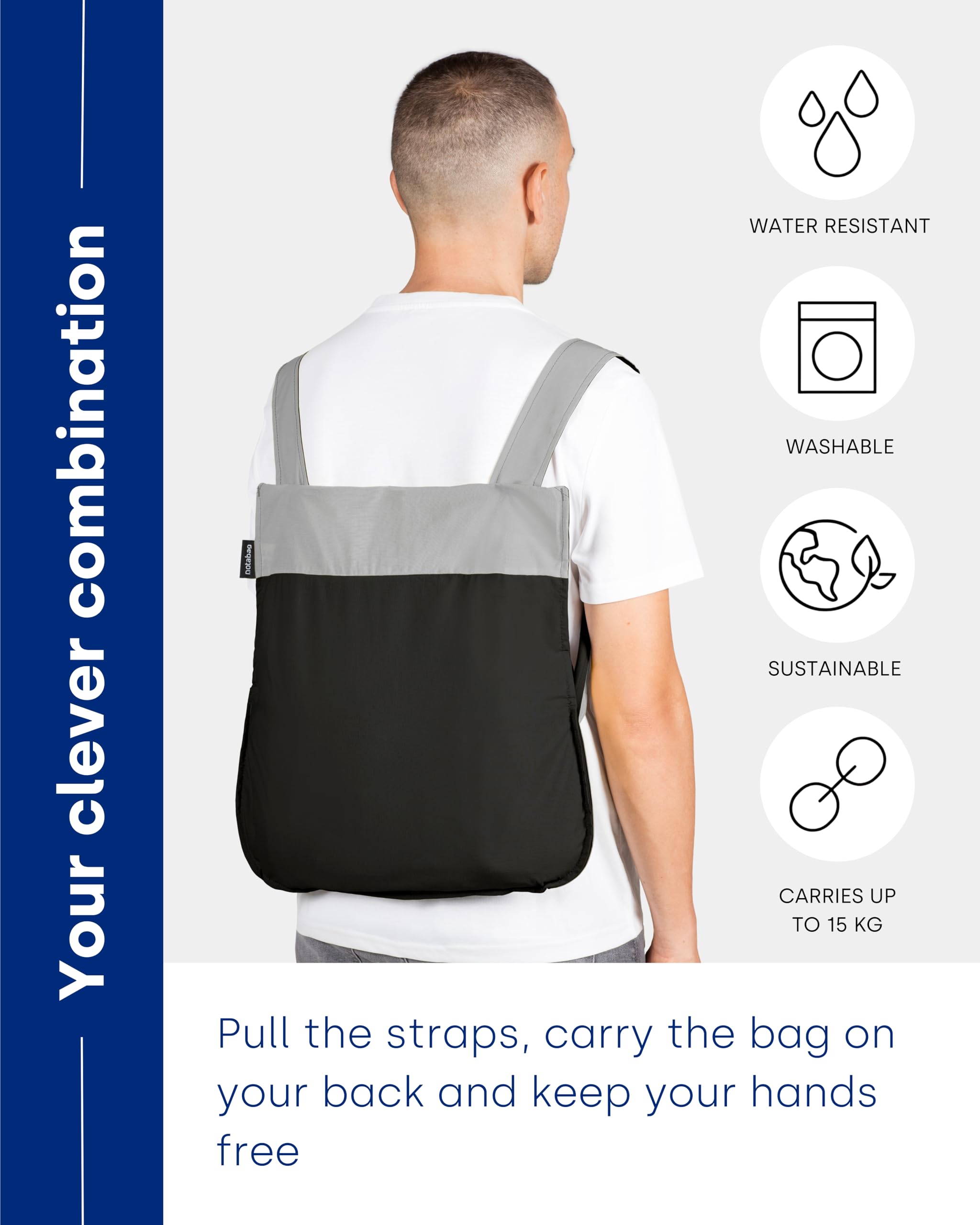 Notabag folded into pocket-size bundle for compact storage - Notabag benefit: easy portability