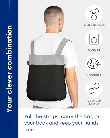 Notabag folded into pocket-size bundle for compact storage - Notabag benefit: easy portability