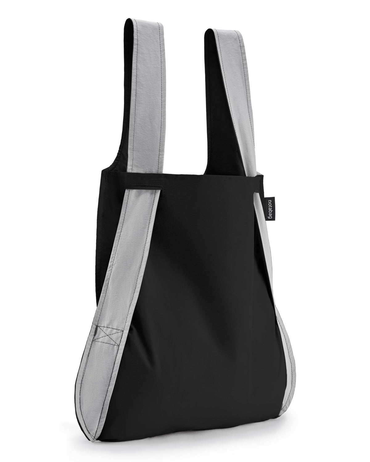Notabag front view grey/black showing convertible design and clean shape - Notabag benefit: versatile carry