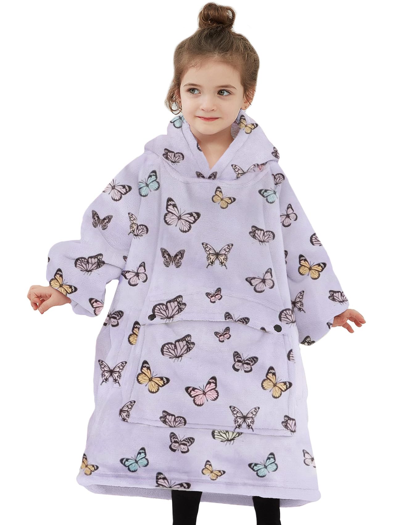 NOUKOW front view of toddler butterfly hoodie showing cozy fit and design benefit warmth