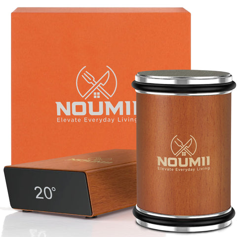 Noumii front view beech wood sharpener showing elegant design and durability