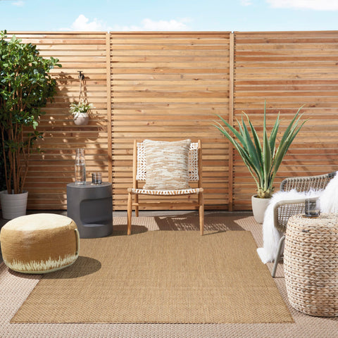 Nourison Courtyard corner detail shows flatweave construction and neat edges