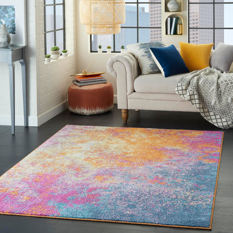 Nourison Passion Sunburst close-up pile illustrates plush texture and durability
