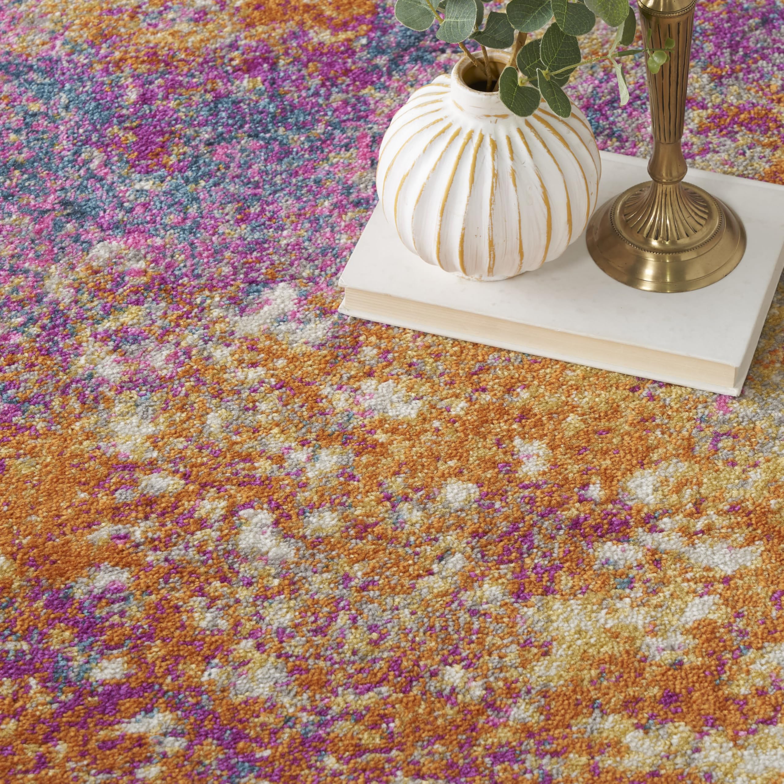 Nourison Passion under dining table showing durable, easy-clean surface
