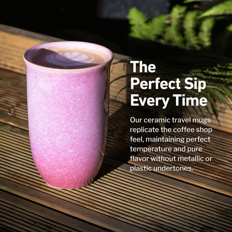 NOVA CERAMICS mug in hand demonstrating 12oz size and easy grip