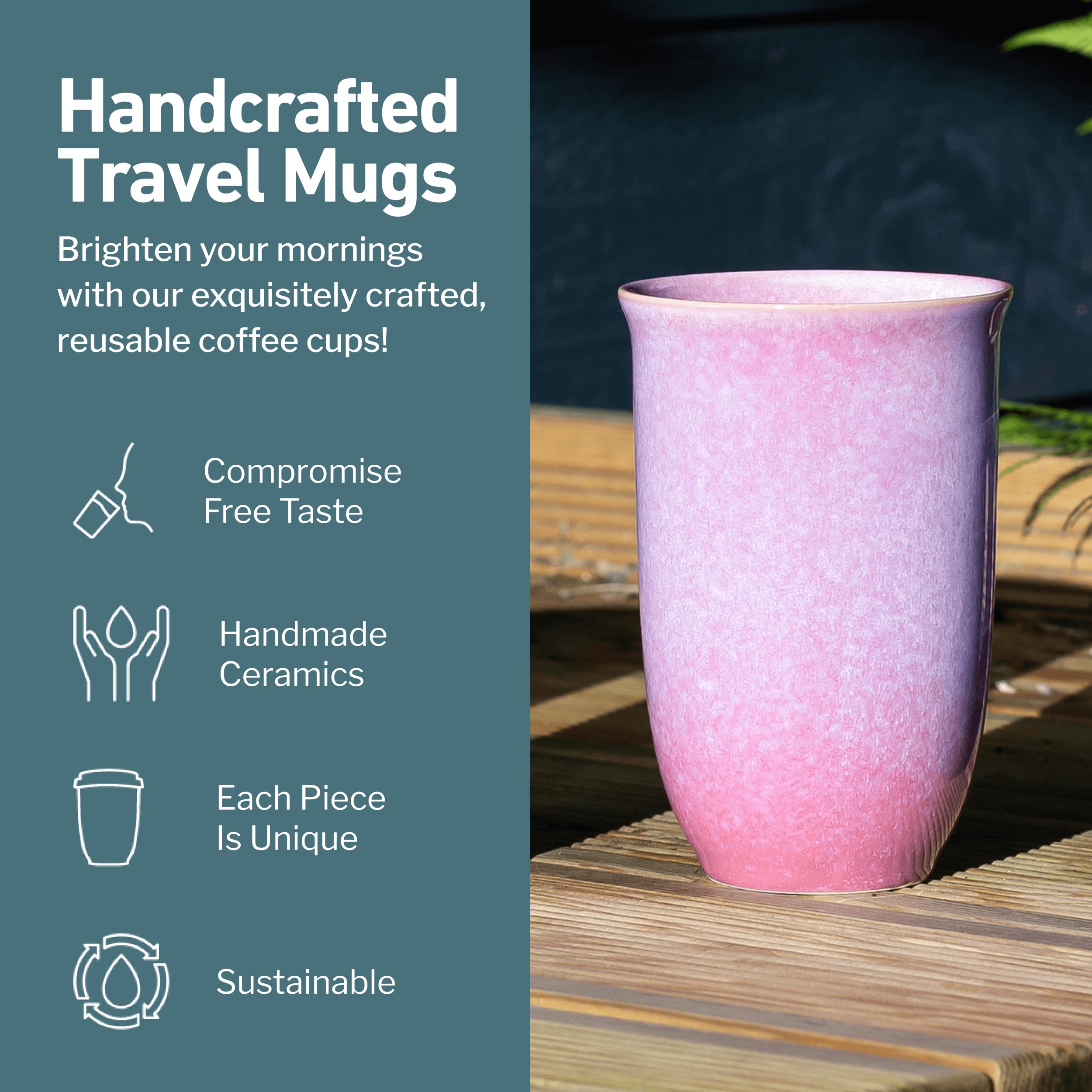 NOVA CERAMICS side profile in car cup holder for convenient travel