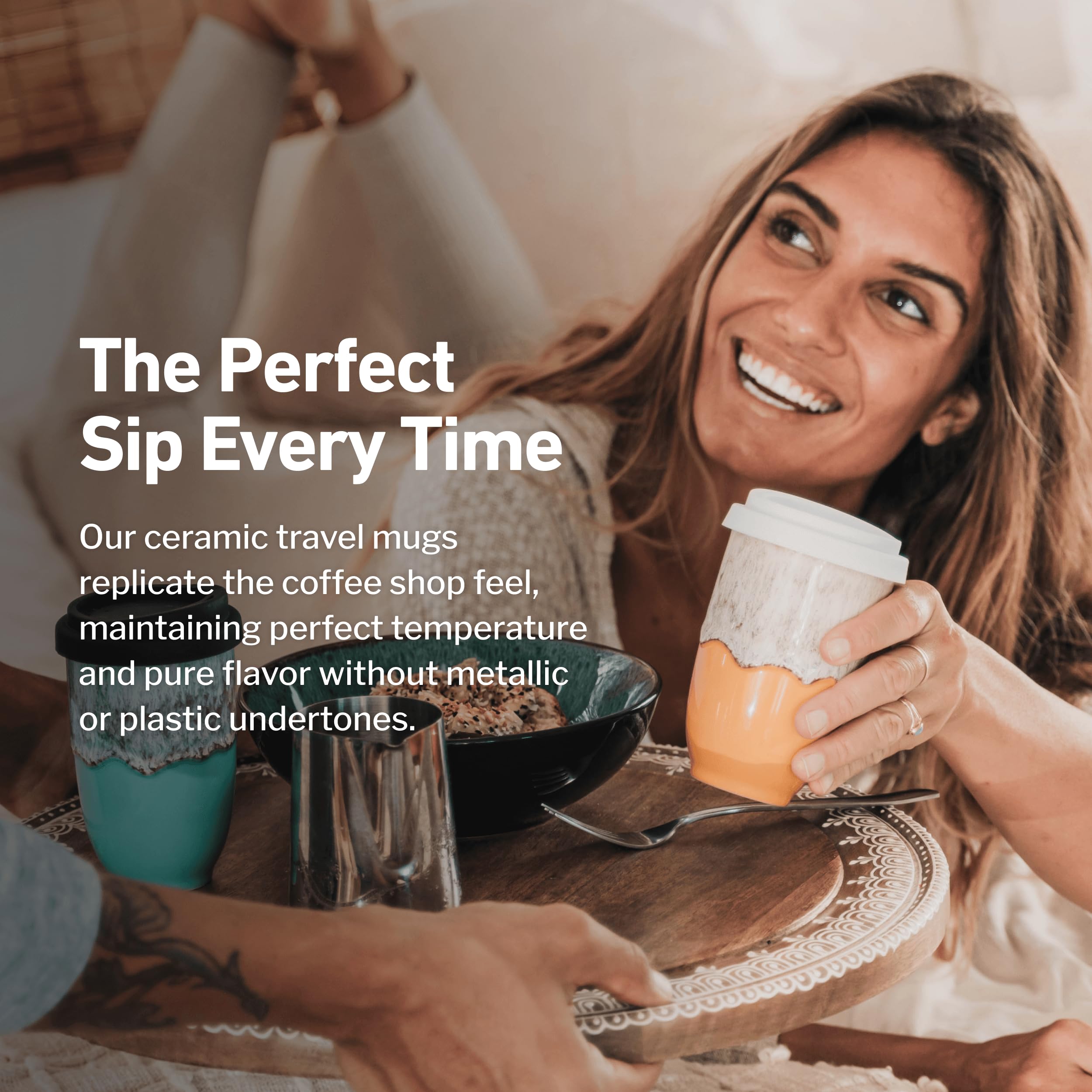 NOVA CERAMICS grapefruit in car cupholder demonstrating travel-friendly fit and stability
