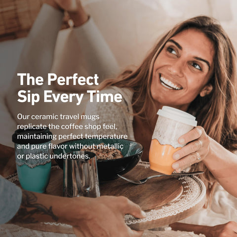 NOVA CERAMICS grapefruit in car cupholder demonstrating travel-friendly fit and stability