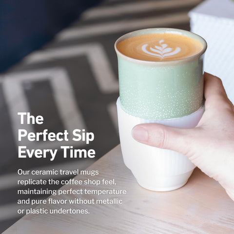 NOVA CERAMICS mug in car cup holder demonstrating portability