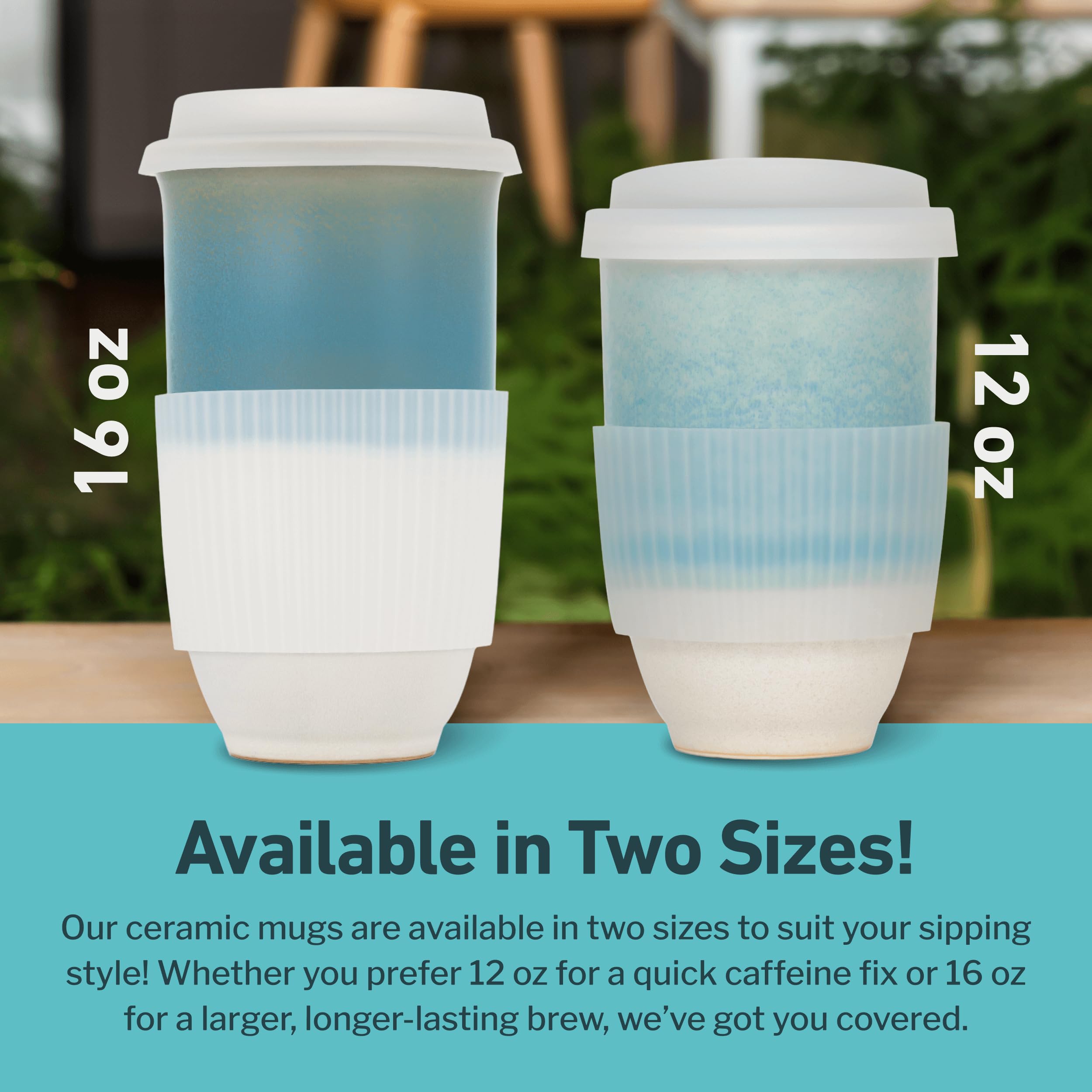 NOVA CERAMICS next to coffee machine demonstrating fit with common brewers for easy filling