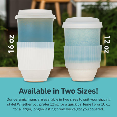 NOVA CERAMICS next to coffee machine demonstrating fit with common brewers for easy filling