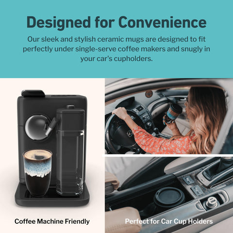 NOVA CERAMICS placed on a desk during coffee break, stylish reusable cup for work