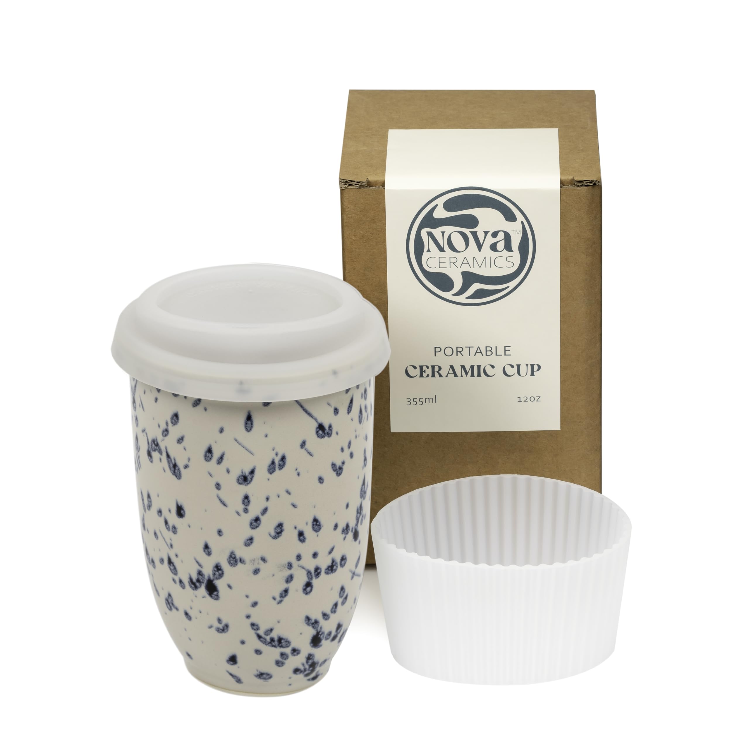 NOVA CERAMICS Orchid front view showing ceramic finish and blue speckle, highlights elegant design