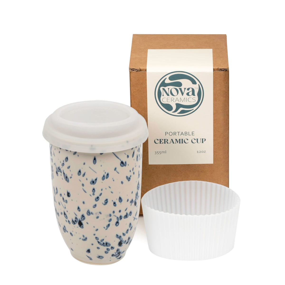 NOVA CERAMICS Orchid front view showing ceramic finish and blue speckle, highlights elegant design