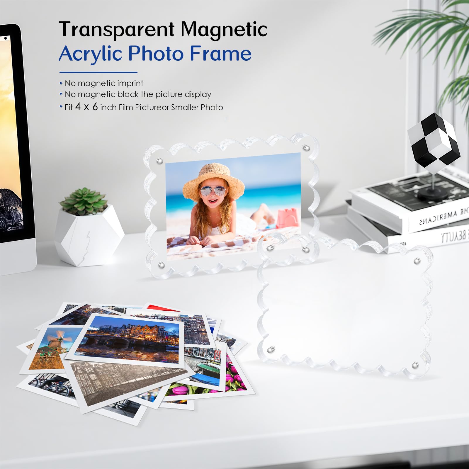 Novacrylion front and back double-sided display showing two photos and versatility