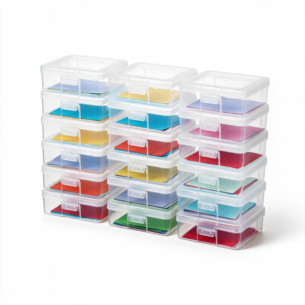 novelinks front view showing clear boxes and lids for easy identification