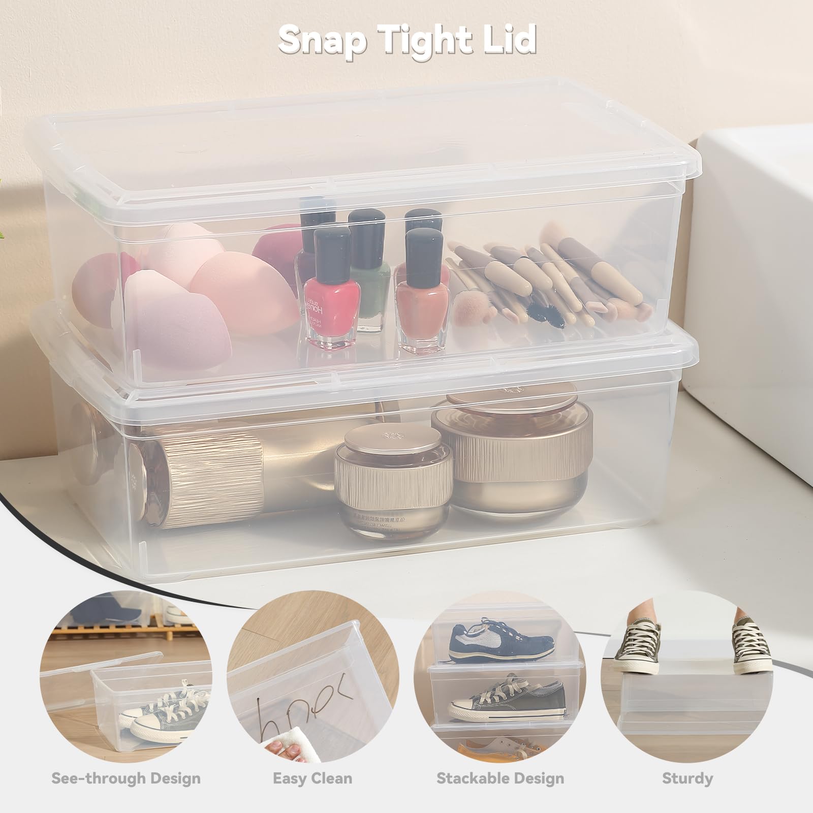 novelinks side profile of stacked bins showing space-saving vertical storage