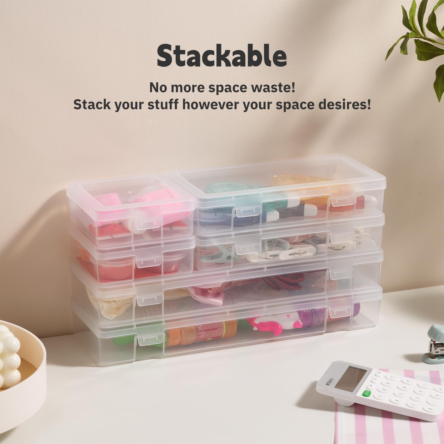 novelinks stacked boxes on shelf saving space and keeping desk tidy