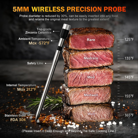 NoWoW probe inserted in smoker providing steady internal temps