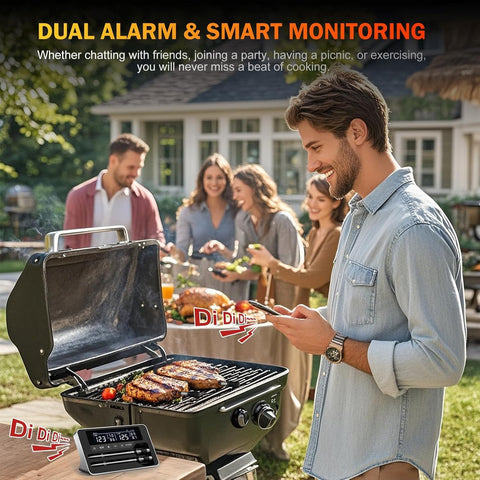 NoWoW probes inserted in steak for instant internal temperature readings