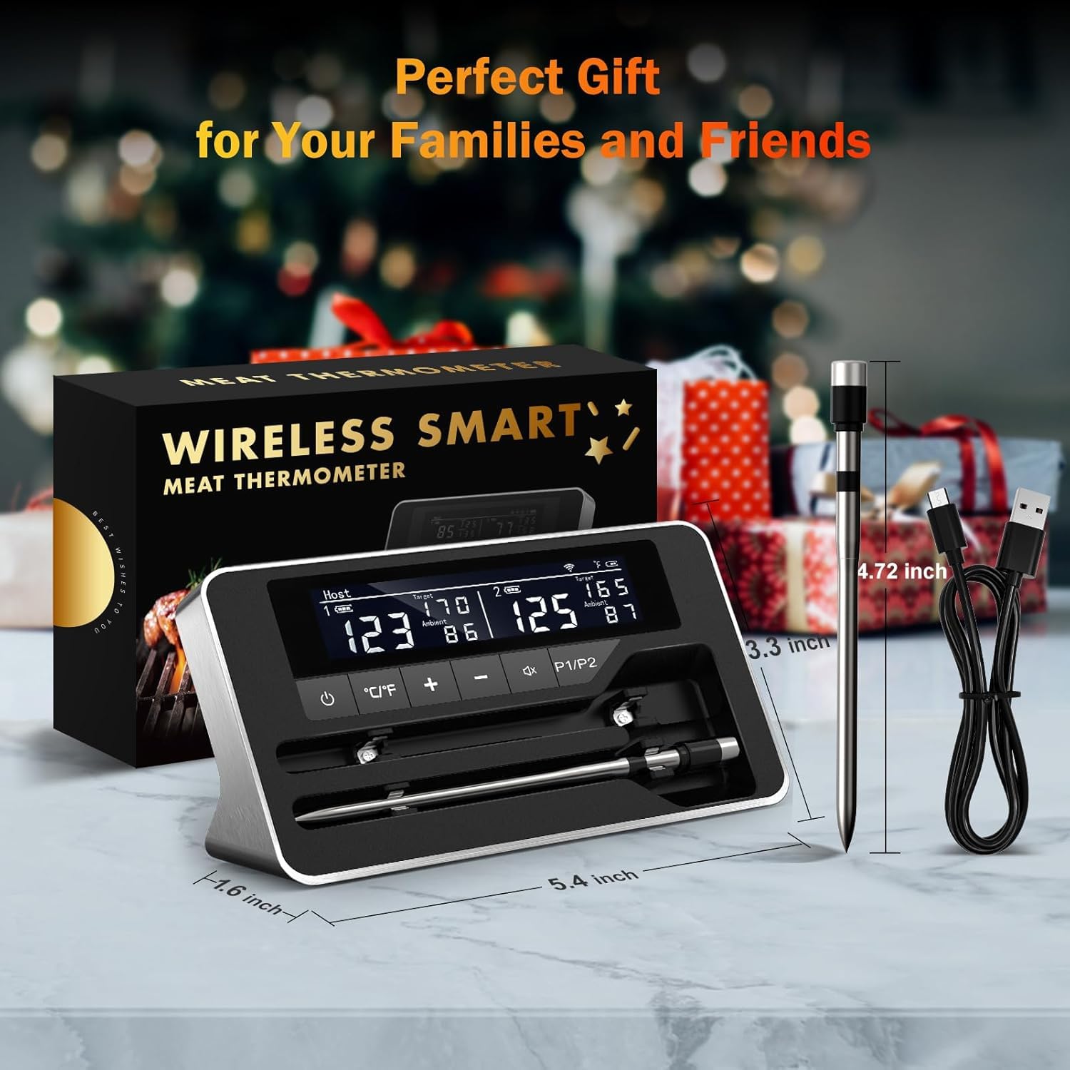 NoWoW thermometer beside utensils to show compact size and portability