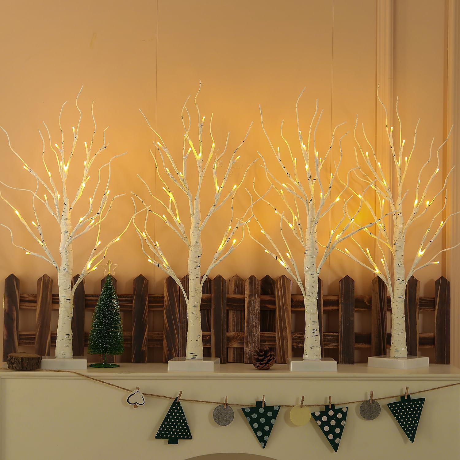 NOWSTO birch tree front view showing full product and rustic charm