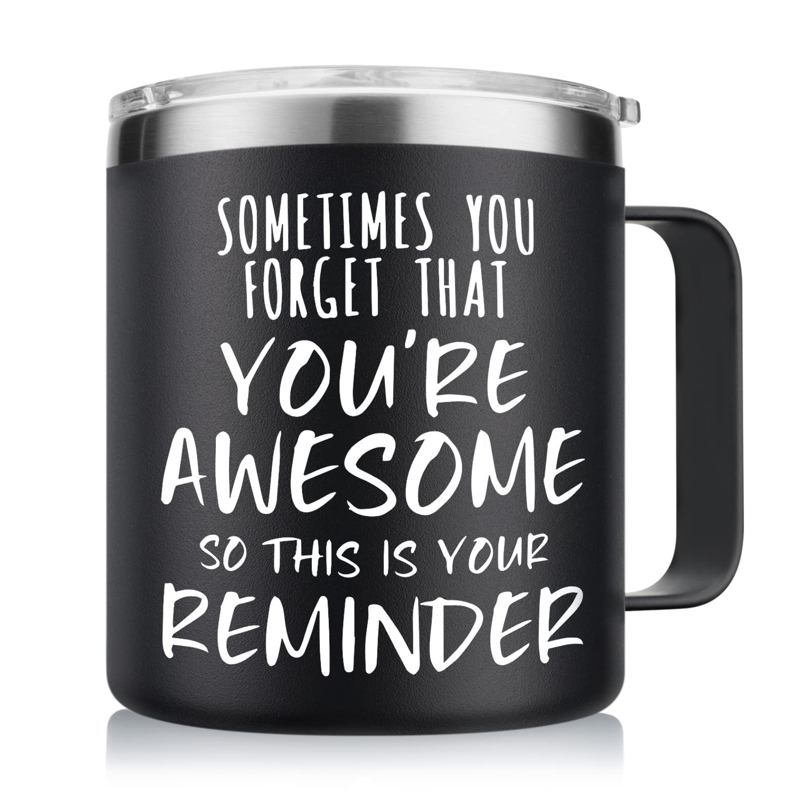 NOWWISH mug front view showing message and black finish for encouragement