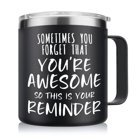 NOWWISH mug front view showing message and black finish for encouragement