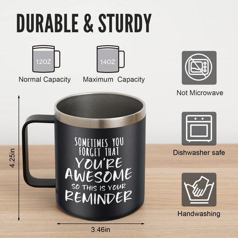 NOWWISH mug held in hand demonstrating 14oz size and comfortable grip