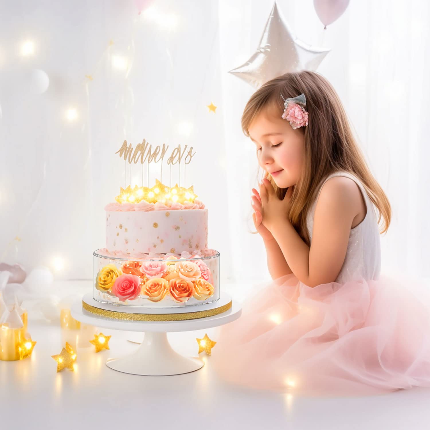 NPPLUS cake stand styled on wedding dessert table enhances event presentation