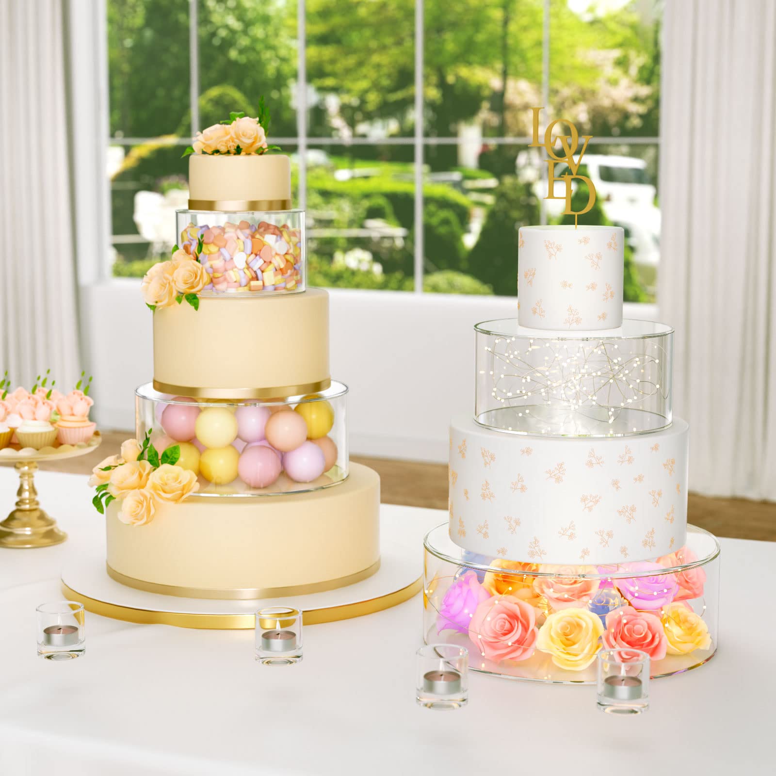 NPPLUS close-up of filled acrylic tier highlights decorative options and visibility