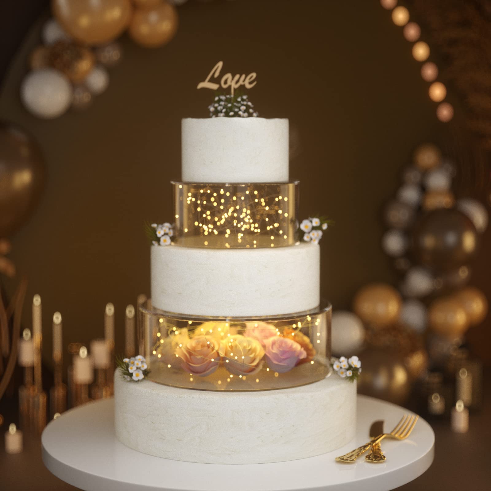NPPLUS front view of clear acrylic cake stand shows elegant transparency and display impact