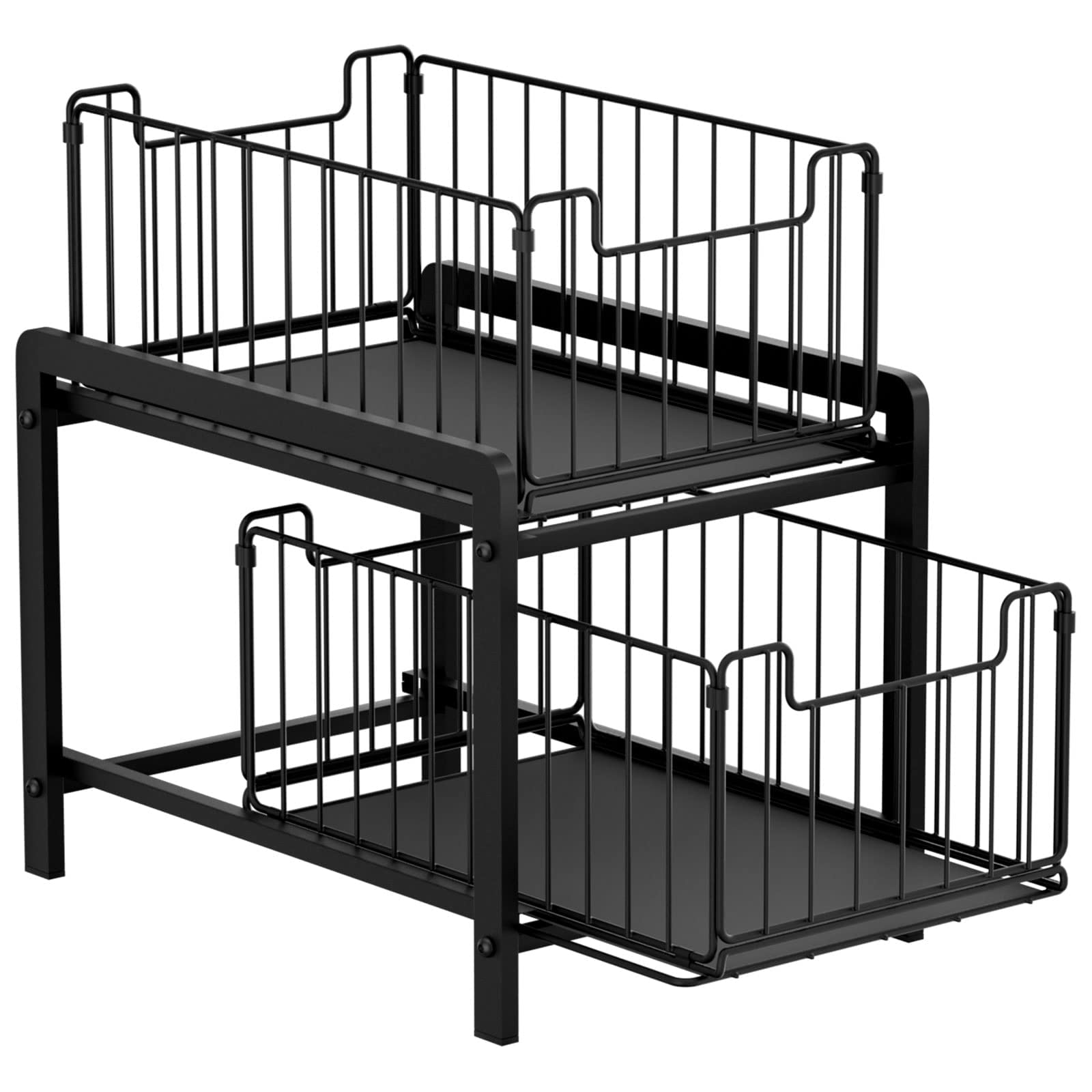 NPPLUS front view of 2-tier under-sink organizer showing organized storage benefit