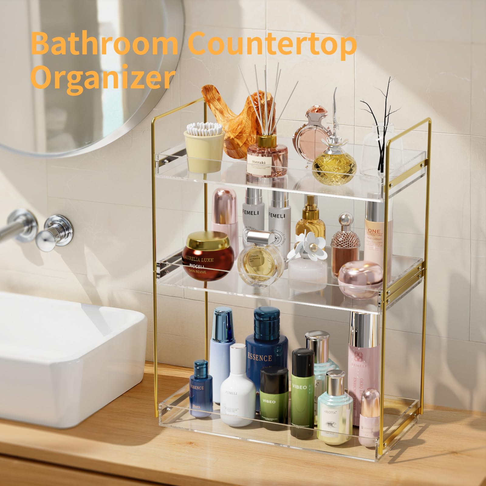 NPPLUS styled on bathroom vanity with bottles for easy daily access