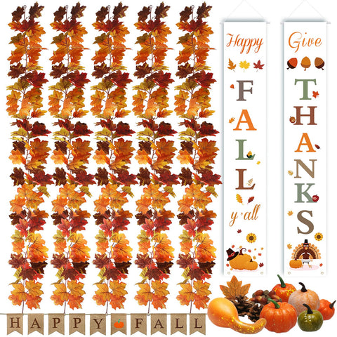 NQN fall garland front display showing full set for instant porch curb appeal
