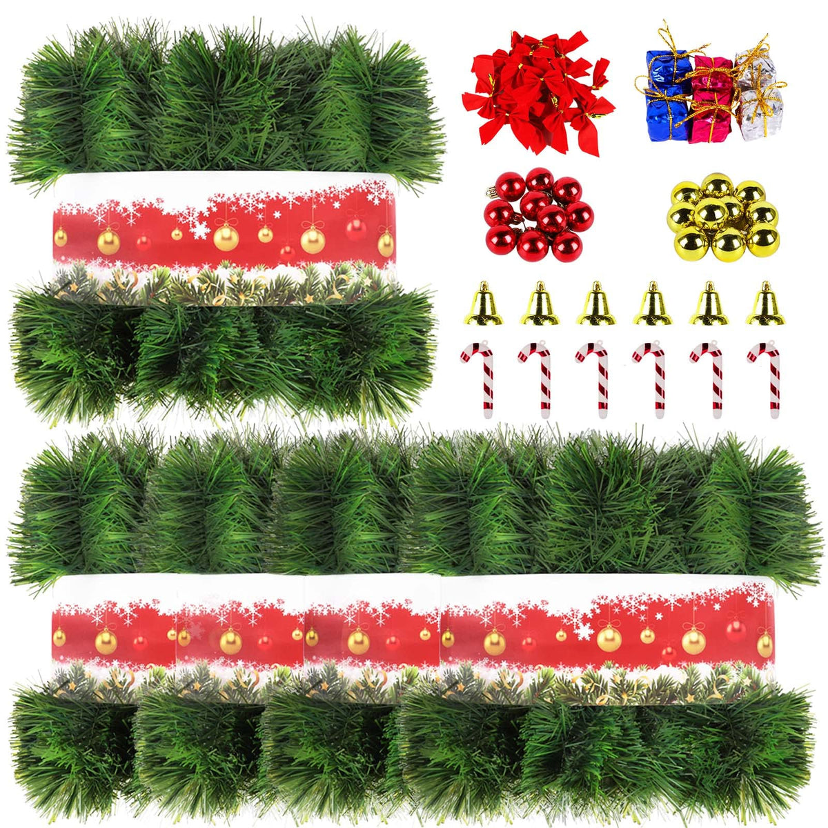 NQN front view of 5-pack garlands showing full 250ft length benefit