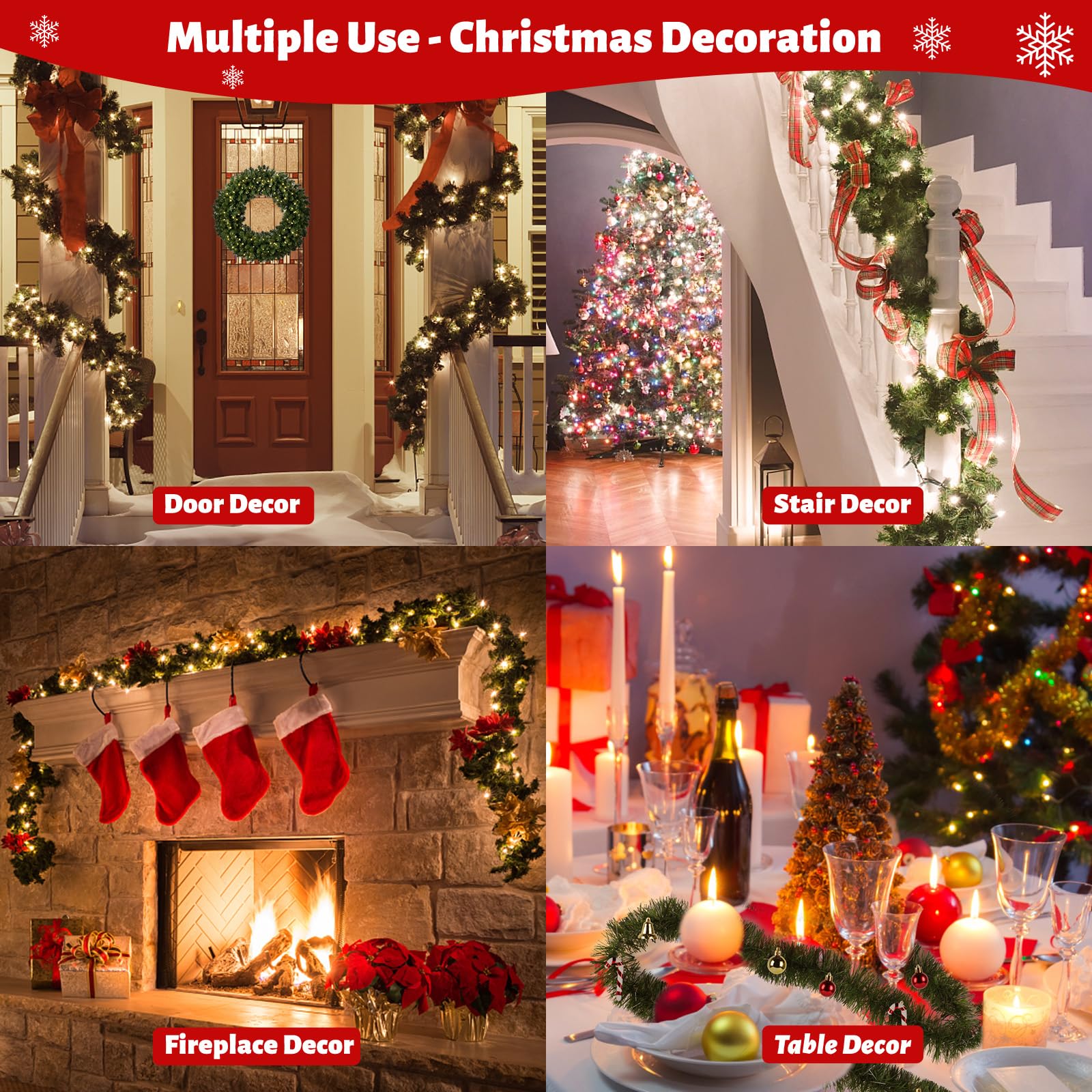 NQN garland flat in packaging with ornaments showing organized storage and readiness