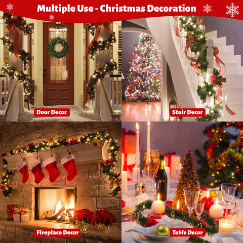 NQN garland flat in packaging with ornaments showing organized storage and readiness